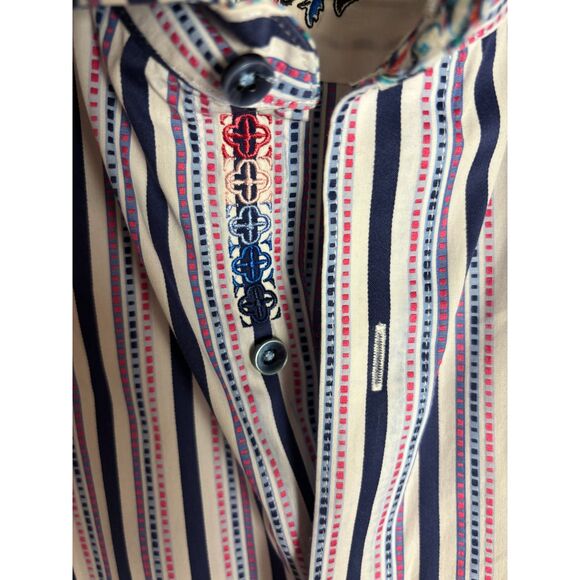 Robert Graham Men's Size 2XL Blue Stripe Flip Collar & Cuff Button Shirt XXL - Picture 3 of 10